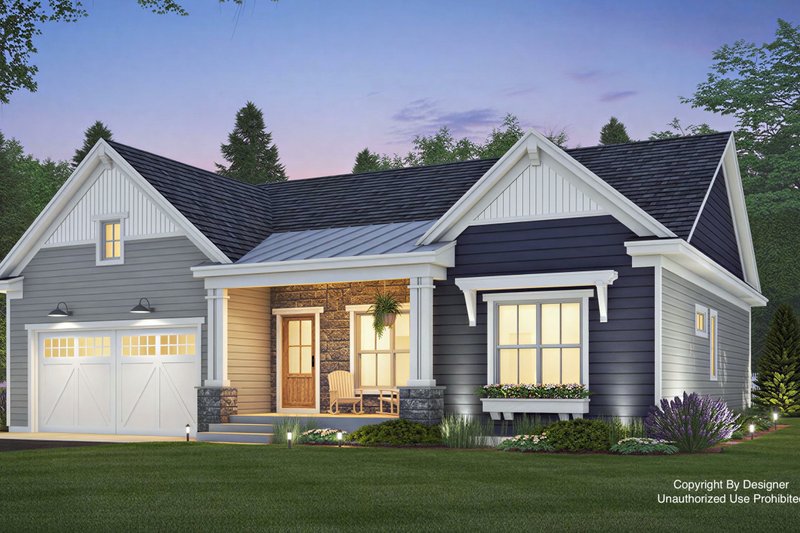 House Design - Exterior - Front Elevation 3 for Farmhouse House Plan #51-1557 - 2 bed, 2 bath