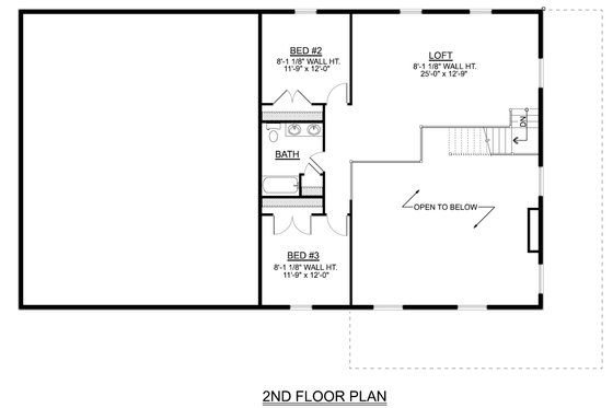 Floor Plan - Upper Floor for Barndominium House Plan #1064-111 - 3 bed, 2.5 bath