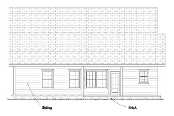 Exterior - Rear Elevation for Cottage House Plan #513-2063 - 3 bed, 2.5 bath