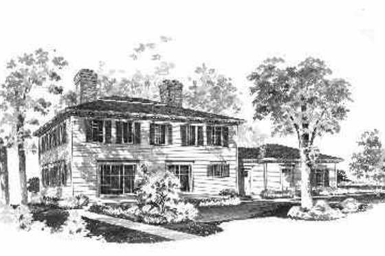 Exterior - Rear Elevation for Colonial House Plan #72-354 - 4 bed, 2.5 bath