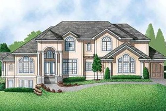 Exterior - Front Elevation for Mediterranean House Plan #67-170 - 4 bed, 4 bath