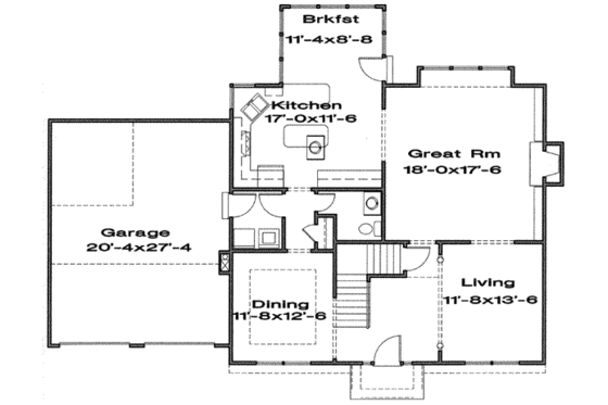 Floor Plan - Main Floor for Colonial House Plan #6-104 - 4 bed, 3.5 bath
