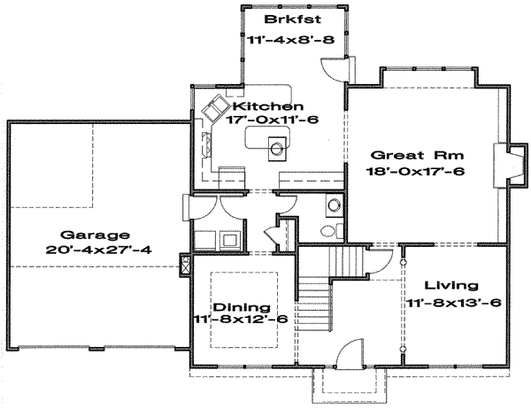 Colonial Floor Plan - Main Floor Plan #6-104