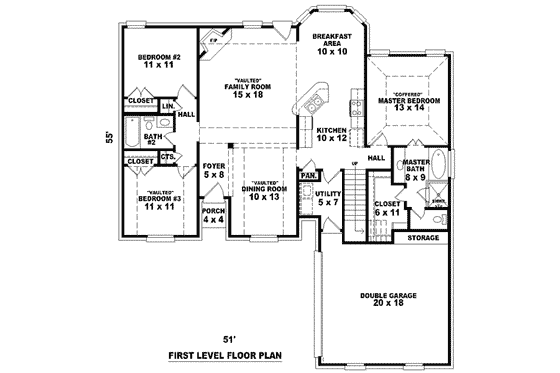 Floor Plan - Main Floor for European House Plan #81-1438 - 3 bed, 2 bath