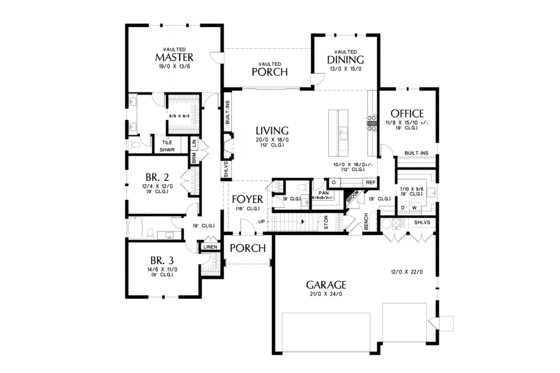 Floor Plan - Main Floor for Farmhouse House Plan #48-981 - 3 bed, 2.5 bath