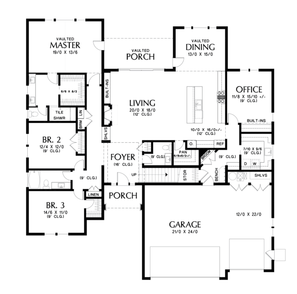 House Blueprint - Farmhouse Floor Plan - Main Floor Plan #48-981