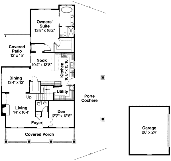 Architectural House Design - Craftsman Floor Plan - Main Floor Plan #124-611
