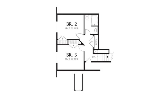 Floor Plan - Upper Floor for Traditional House Plan #48-526 - 3 bed, 2.5 bath