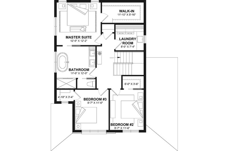 Home Plan - Floor Plan - Upper Floor for Farmhouse House Plan #23-2852 - 3 bed, 1.5 bath