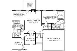 Floor Plan - Main Floor for Traditional House Plan #453-41 - 3 bed, 2 bath