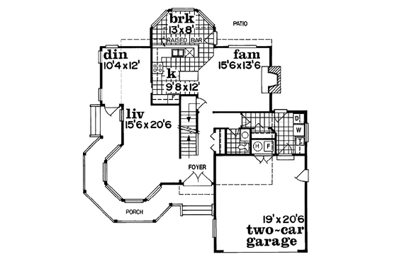 Floor Plan - Main Floor for Farmhouse House Plan #47-285 - 4 bed, 2.5 bath