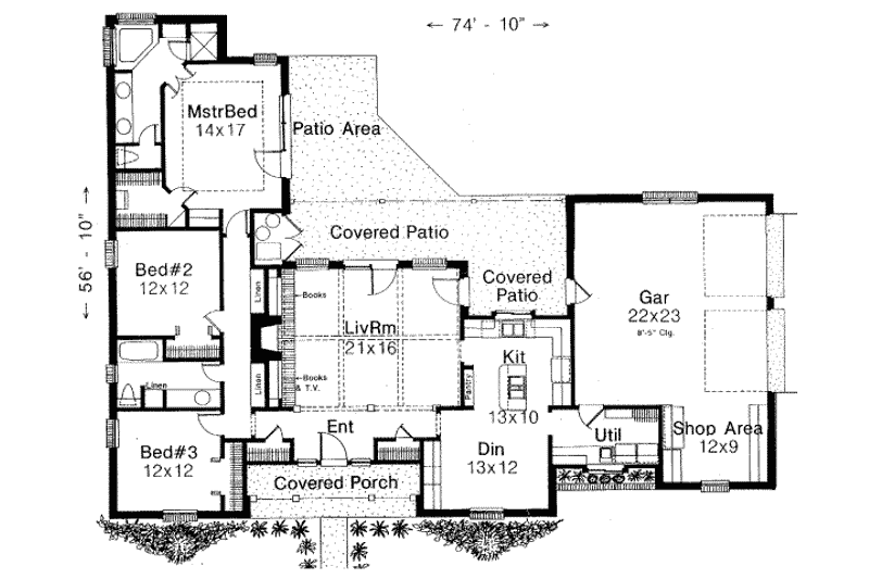 Home Plan - Floor Plan - Main Floor for Traditional House Plan #310-220 - 3 bed, 2 bath