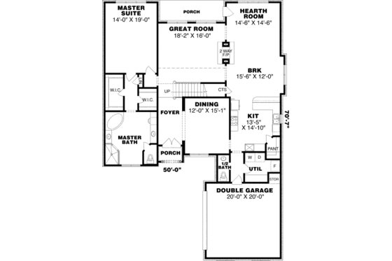 Floor Plan - Main Floor for European House Plan #34-227 - 4 bed, 2.5 bath