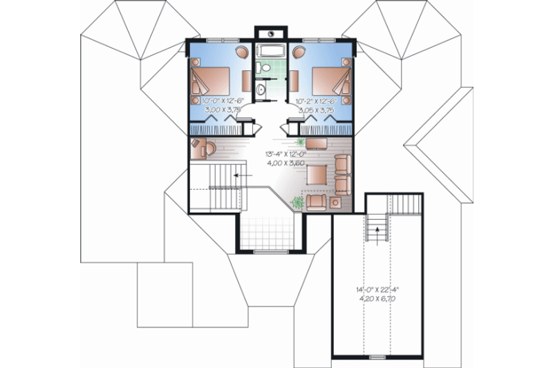 Architectural House Design - Floor Plan - Upper Floor for Mediterranean House Plan #23-2242 - 3 bed, 2.5 bath