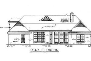 Exterior - Rear Elevation for European House Plan #34-113 - 3 bed, 2 bath