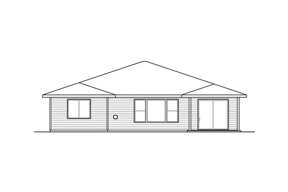 Exterior - Rear Elevation for Ranch House Plan #124-1189 - 3 bed, 2.5 bath