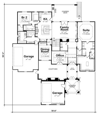 Floor Plan - Main Floor for European House Plan #20-2478 - 4 bed, 4.5 bath