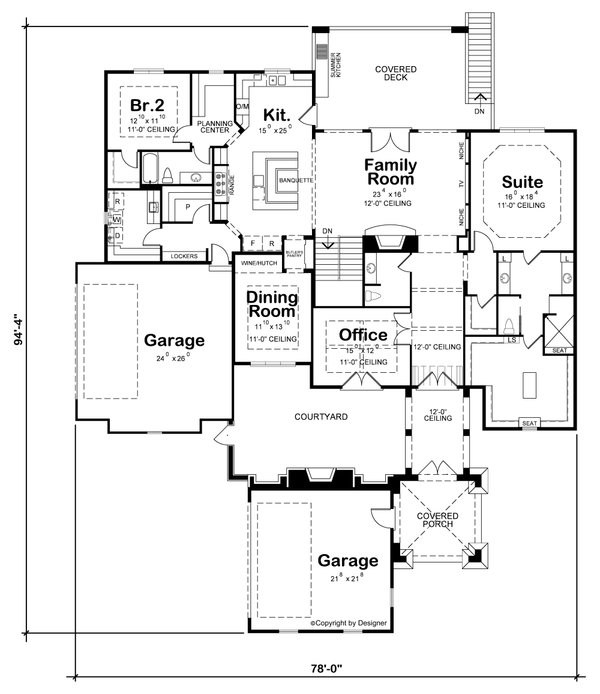 House Plan Design - European Floor Plan - Main Floor Plan #20-2478