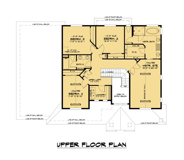 Architectural House Design - Traditional Floor Plan - Upper Floor Plan #1066-185