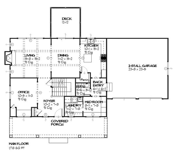 Farmhouse Floor Plan - Main Floor Plan #901-29