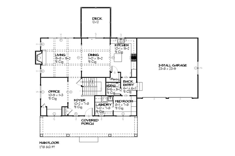 House Plan Design - Floor Plan - Main Floor for Farmhouse House Plan #901-29 - 4 bed, 2.5 bath