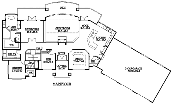 House Blueprint - Craftsman Floor Plan - Main Floor Plan #132-104