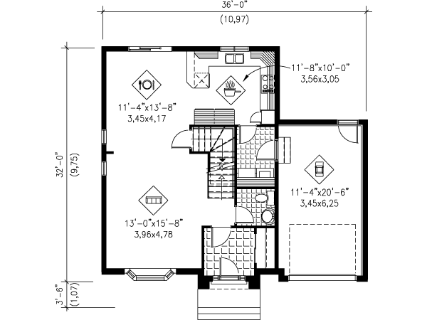 European Floor Plan - Main Floor Plan #25-4171