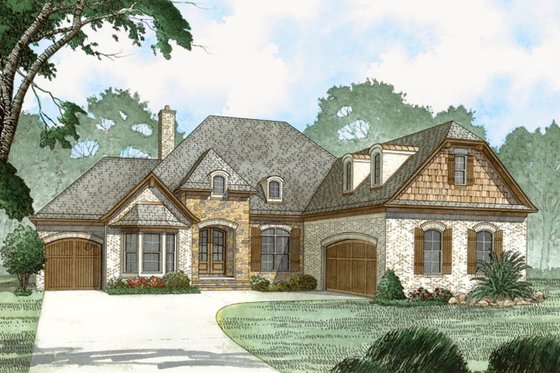Exterior - Front Elevation 3 for European House Plan #923-82 - 3 bed, 2 bath