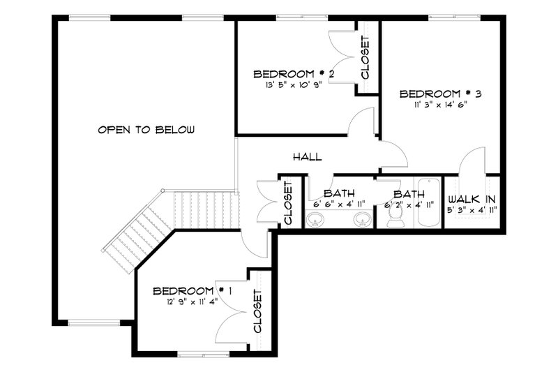 Home Plan - Floor Plan - Upper Floor for Craftsman House Plan #1060-134 - 4 bed, 2.5 bath
