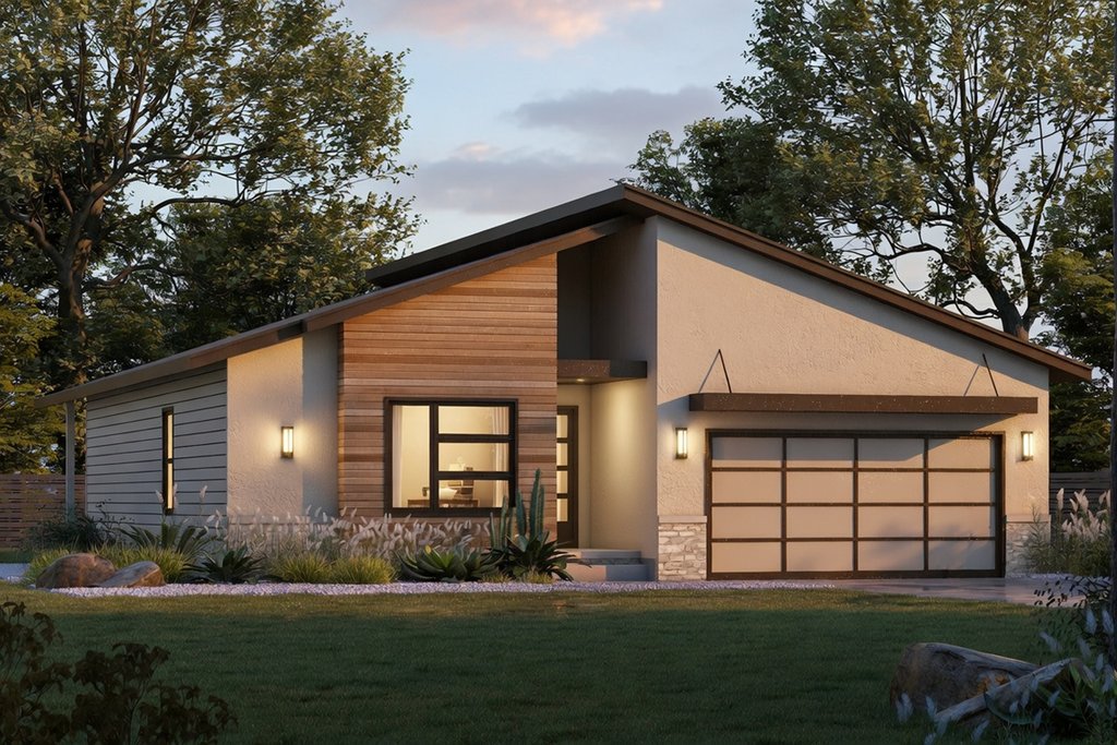 Exterior - Front Elevation 2 for Contemporary House Plan #20-2535 - 3 bed, 2 bath