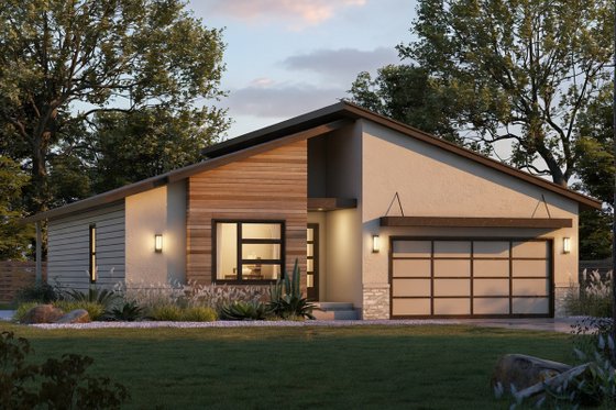 Exterior - Front Elevation for Contemporary House Plan #20-2535 - 3 bed, 2 bath