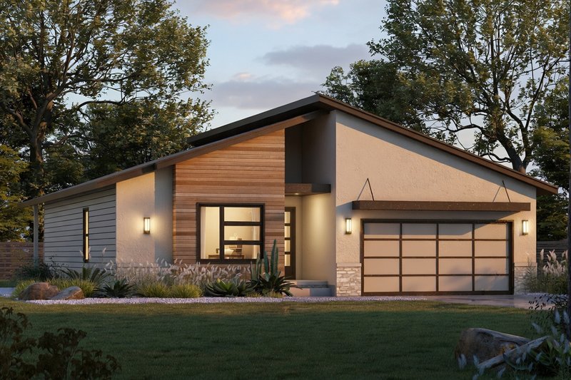 Exterior - Front Elevation 2 for Contemporary House Plan #20-2535 - 3 bed, 2 bath