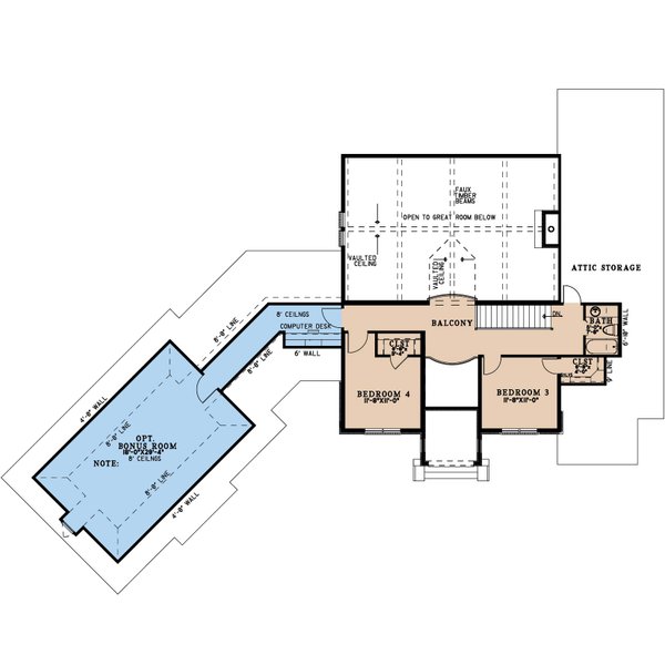 European Floor Plan - Upper Floor Plan #17-3447