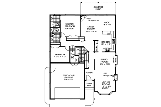 Floor Plan - Main Floor for Traditional House Plan #18-190 - 3 bed, 2 bath