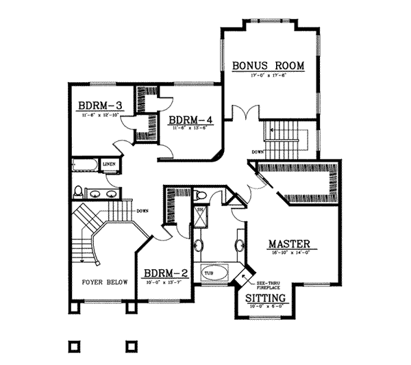 European Floor Plan - Upper Floor Plan #96-209