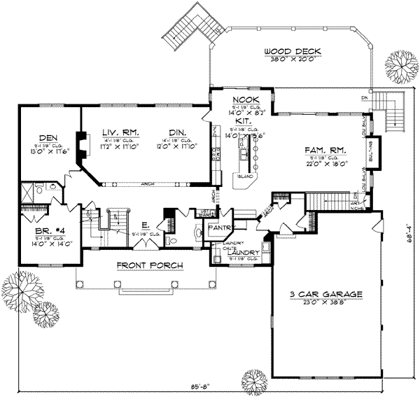 Home Plan - Traditional Floor Plan - Main Floor Plan #70-584