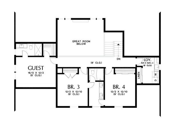 Architectural House Design - Contemporary Floor Plan - Upper Floor Plan #48-1003