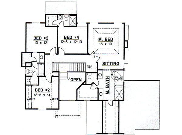 Traditional Floor Plan - Upper Floor Plan #67-542