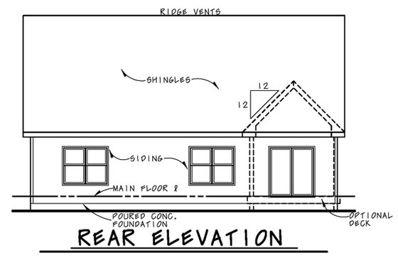 Exterior - Rear Elevation for Craftsman House Plan #20-2254 - 4 bed, 3.5 bath
