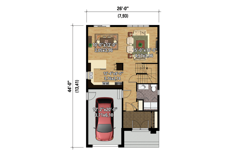 Dream House Plan - Floor Plan - Main Floor 1 for Contemporary House Plan #25-4288 - 3 bed, 1 bath