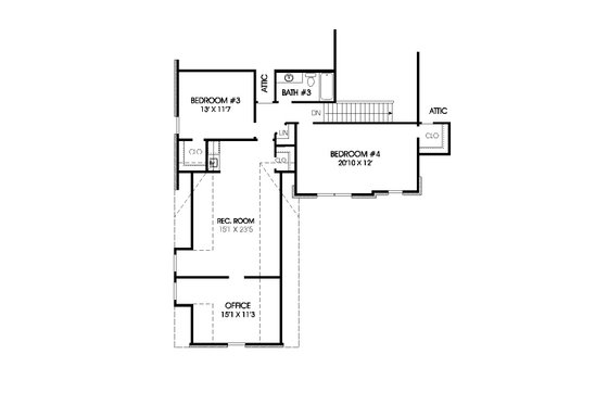 Floor Plan - Upper Floor for European House Plan #424-262 - 4 bed, 3 bath