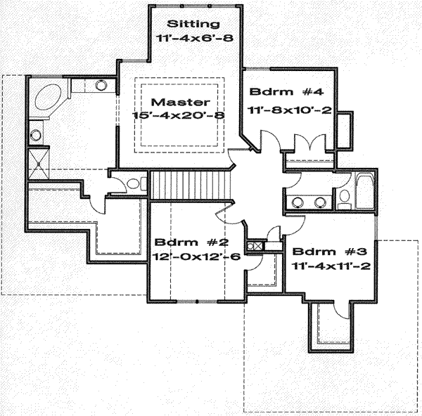 Traditional Floor Plan - Upper Floor Plan #6-132