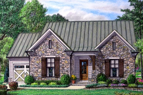Exterior - Front Elevation for European House Plan #34-233 - 4 bed, 3 bath