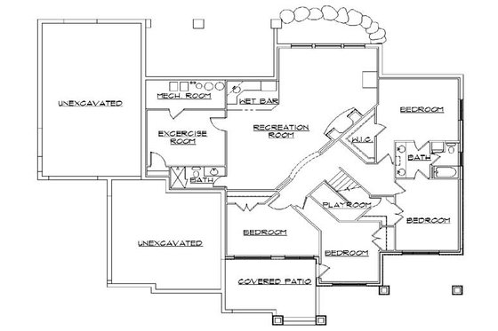 Floor Plan - Lower Floor for Craftsman House Plan #5-358 - 5 bed, 3.5 bath