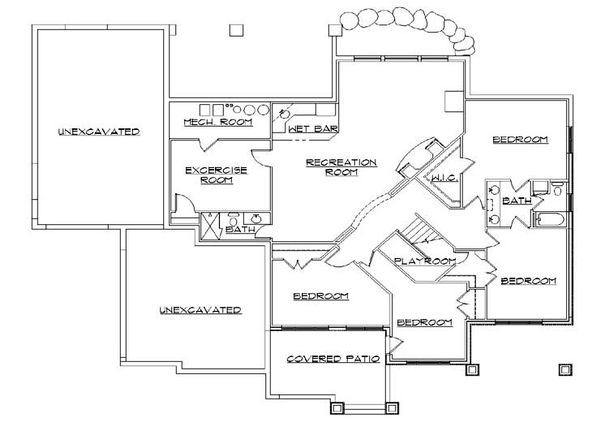 Craftsman Floor Plan - Lower Floor Plan #5-358