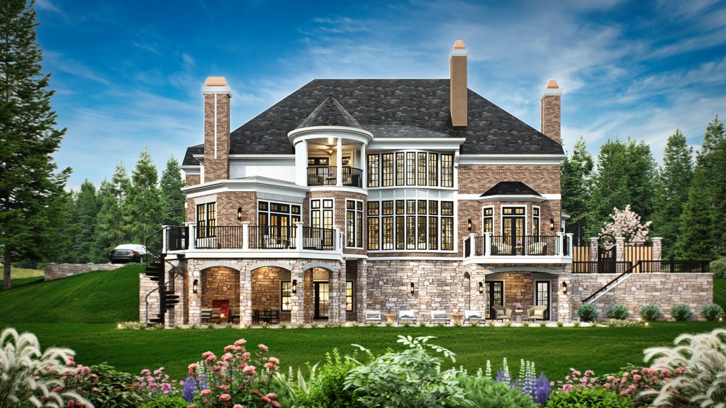 Exterior - Rear Elevation for European House Plan #119-421 - 4 bed, 4.5 bath