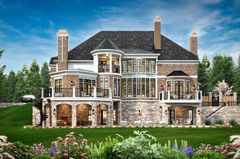 Dream House Plan - Exterior - Rear Elevation for European House Plan #119-421 - 4 bed, 4.5 bath