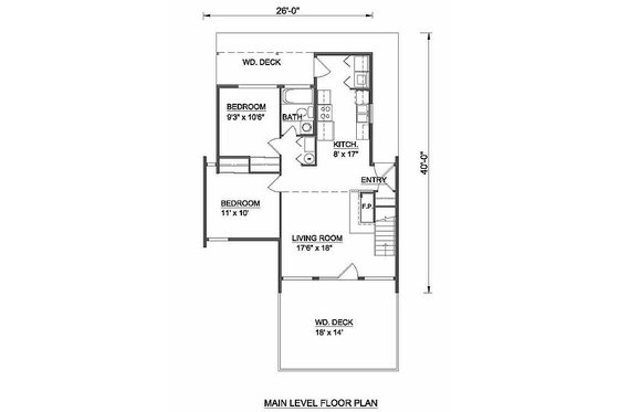 Floor Plan - Main Floor for Contemporary House Plan #116-110 - 3 bed, 2 bath