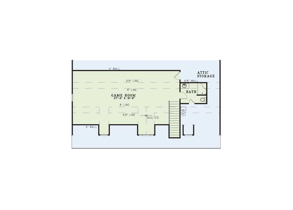 Country style house plan, upper level floor plan