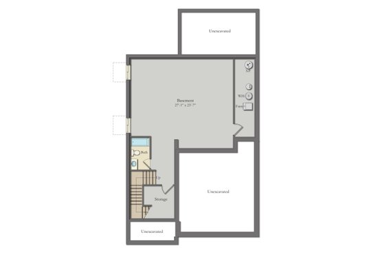 Floor Plan - Lower Floor for Farmhouse House Plan #1057-33 - 4 bed, 3.5 bath